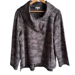 Habitat Lightweight Jacket Womens L Grey Textured Relaxed Fit Classy Mature EUC